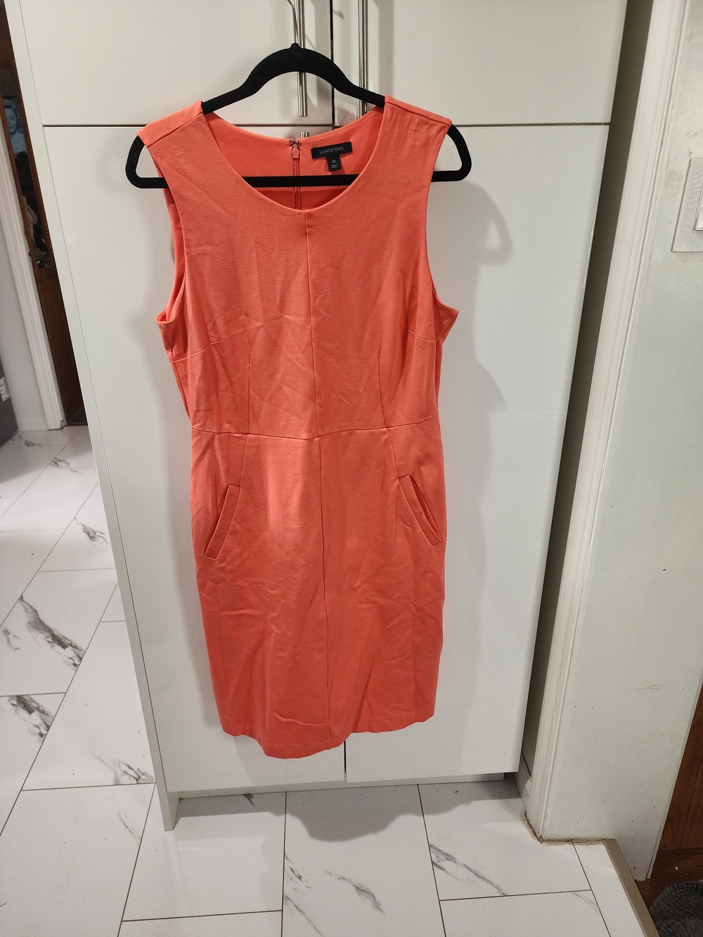 Lands' End Coral Sleeveless Sheath Dress